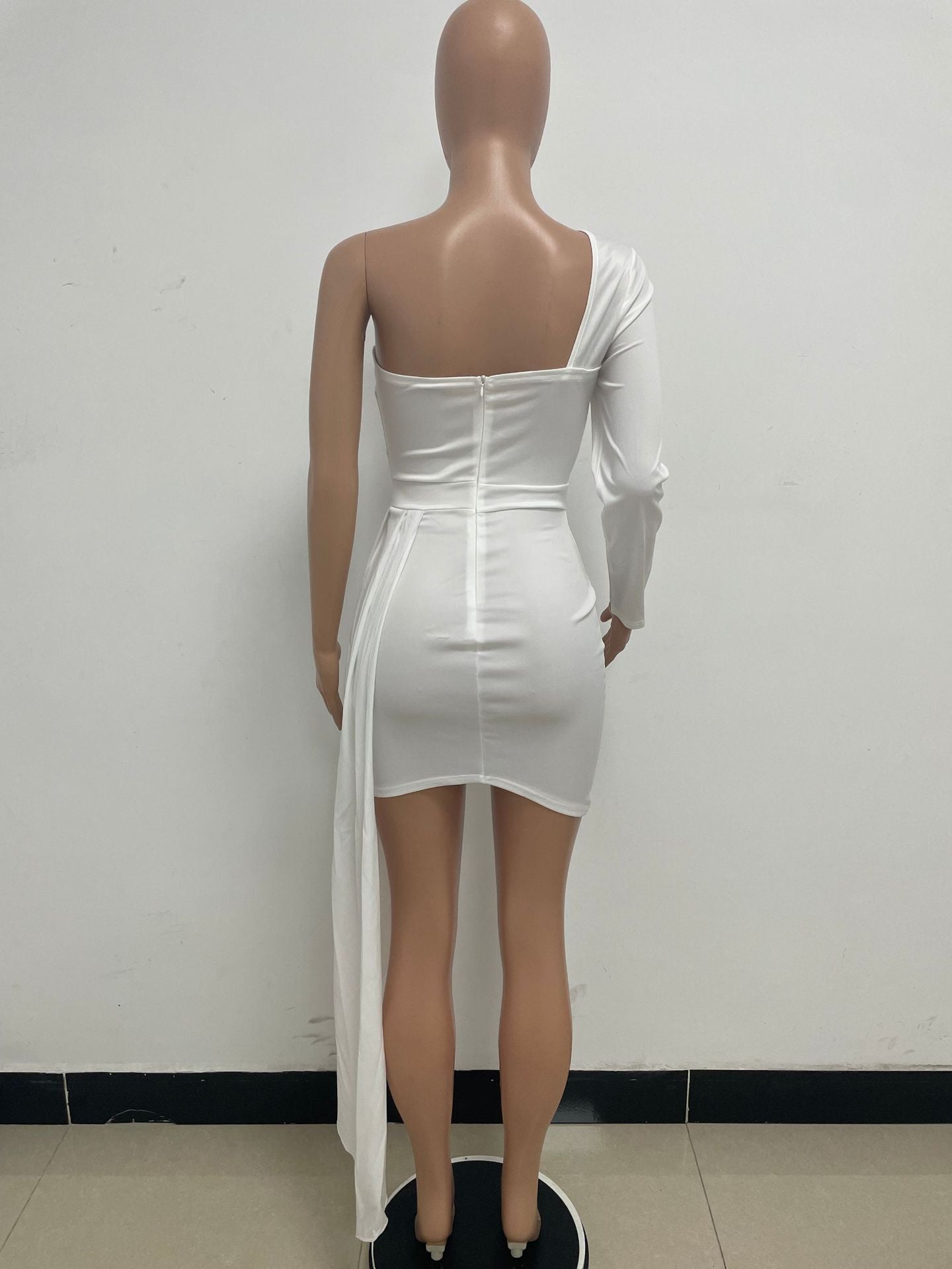 Summer Women's Dress Solid Color Backless Pleated Hip Skirt EBay Independent Stand Shoulder Long Sleeve Ribbon Dress Women