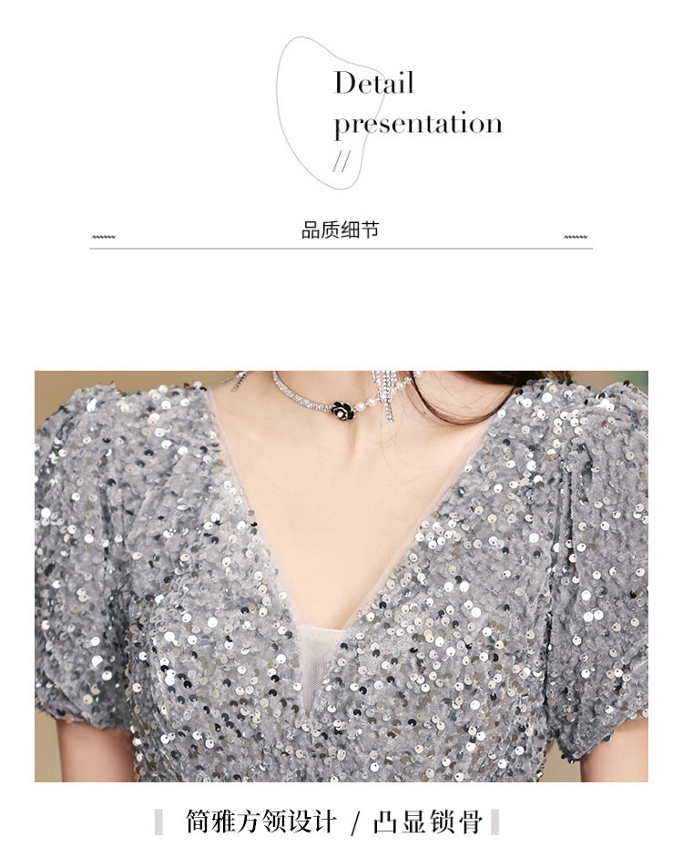 Evening Dress for Women 2024 New Light Luxury Toast Clothing Banquet Host Light Luxury Minority Light Luxury Fishtail Dress