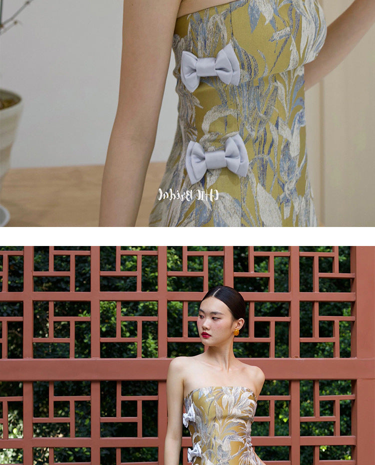 New Chinese Style Retro Minority Morning Gowns Toast Clothing Bride Engagement Formal Dress Daily Style Banquet Printing Dress Women