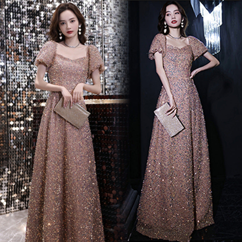 3183 Evening Dress Women's New Annual Party Banquet Temperament Entry Lux Niche High-End Host High Sense Dress