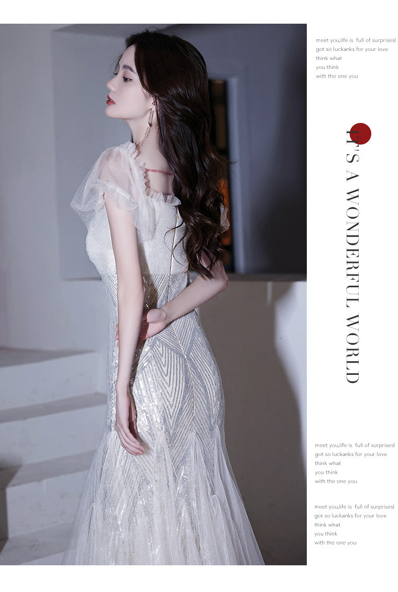 French Evening Dress Women's Banquet 2024 Fairy High-End Affordable Luxury Niche Dinner High-End High Sense Host Adult