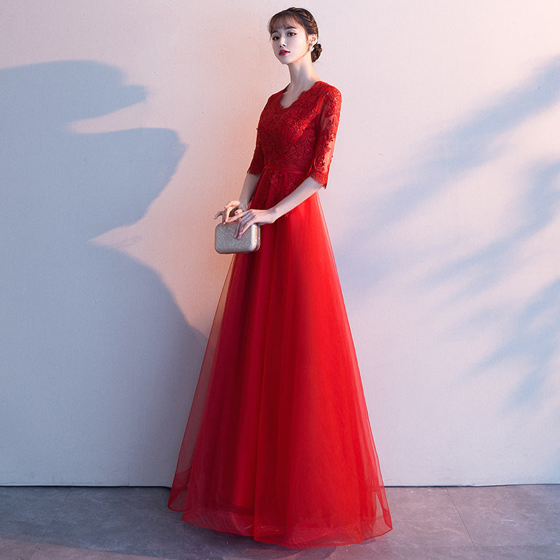Evening Dress for Women 2024 Summer New Banquet Elegant Long Dress Show Thin Black Socialite Annual Meeting Dress