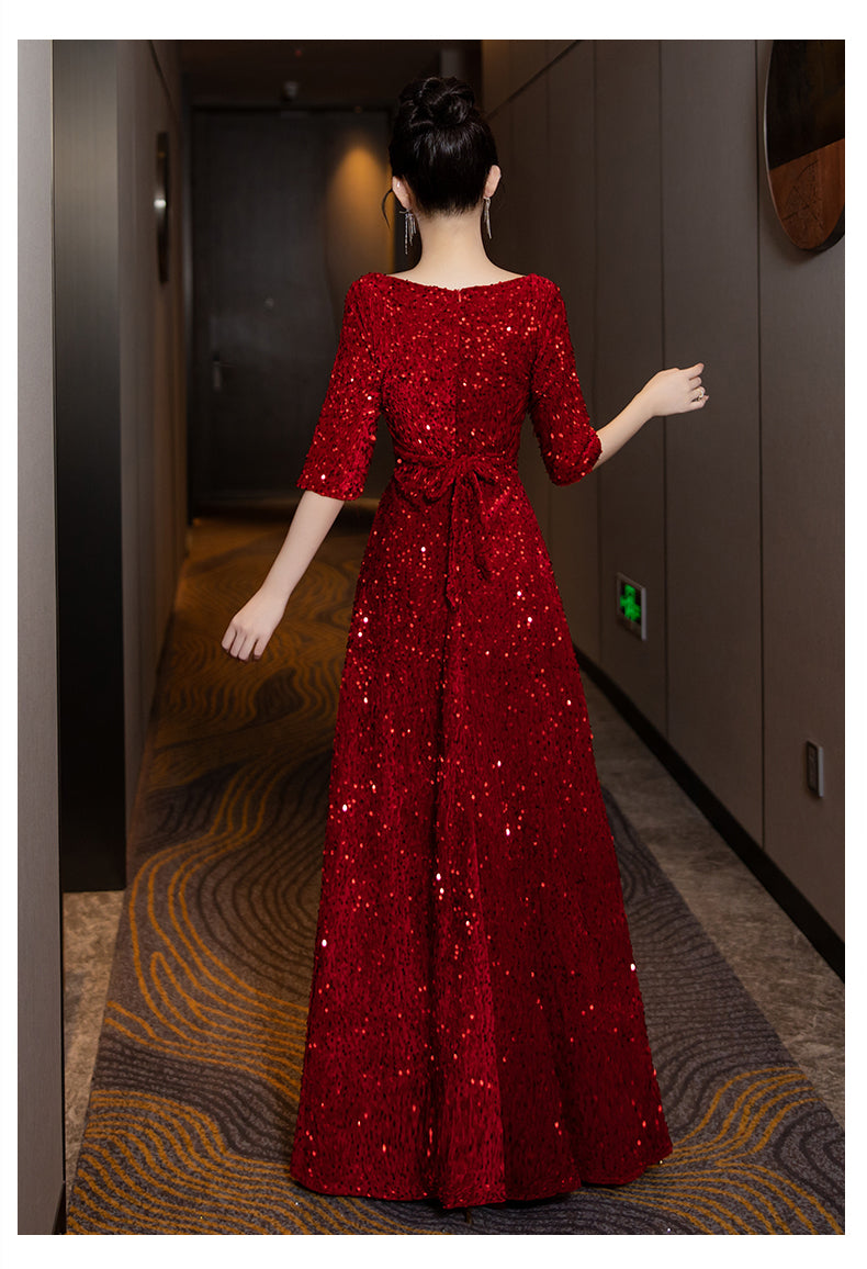 High-end Sequin Evening Dress for Choir Performance Host Conductor Piano Performance Slim Fit Slimming Choir Dress for Women