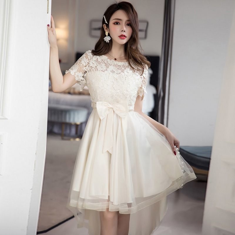 2024 New High Waist Toast Dress Bridal Wedding Dress Bridesmaid Wedding Dress Large Swing Belly Covering Lace Dress Long Dress