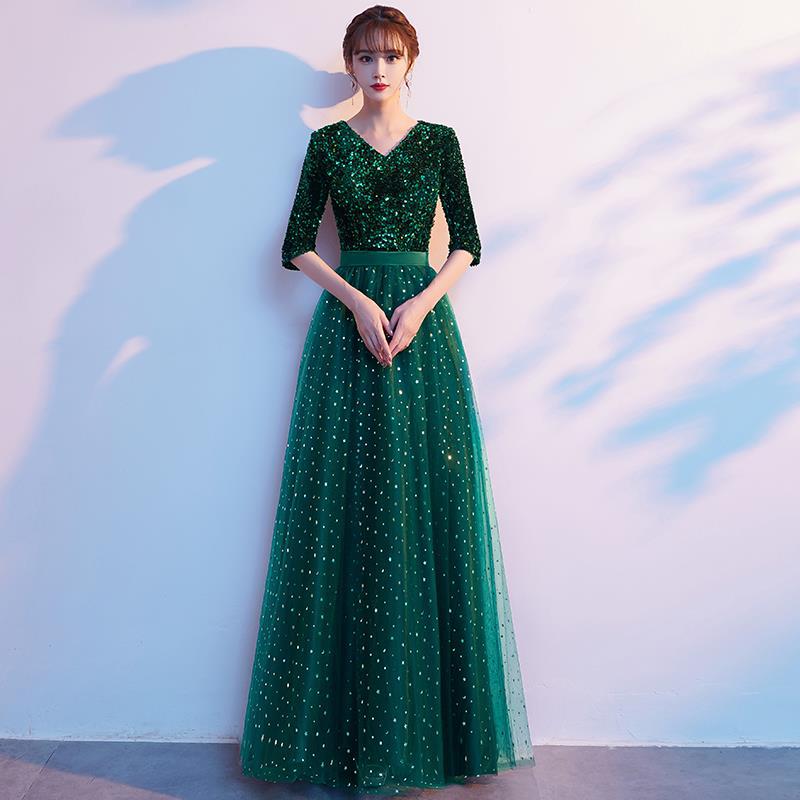 Evening Dress Sequin Green Long Dresses For Women Red Blue Skirt H990