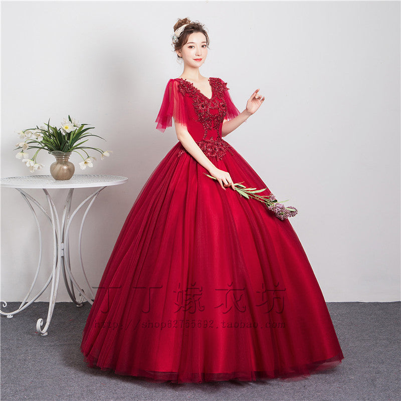 Colored Mesh 2024 New Bubble Skirt Vocal Music Student Art Exam Dress Female Long Bel Canto Solo Performance Costume Host
