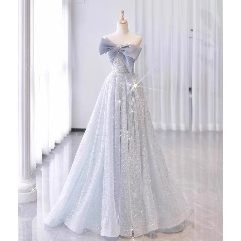 off-Shoulder Evening Dress for Women Banquet Temperament Light Luxury Minority High-End Host Art Exam Adult Ceremony Dress Pettiskirt