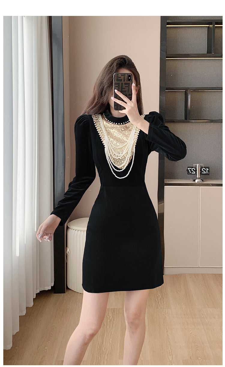 Toast Dress Bride 2023 Winter New Velvet Long Sleeves Engagement Evening Dress Women's High-Grade Host Dress