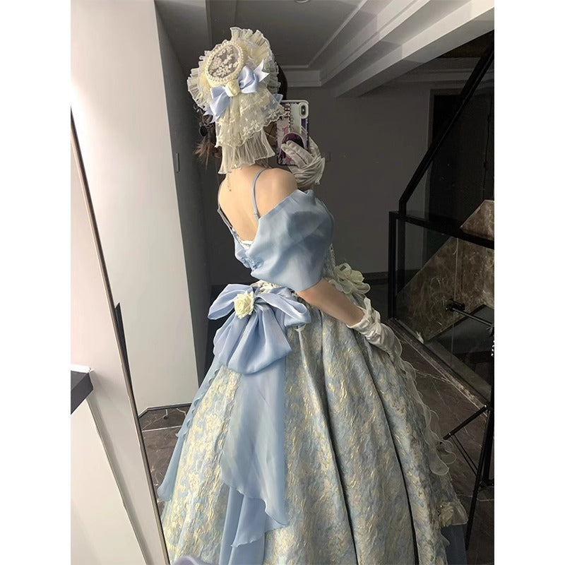 Blue Princess Dress Dress Lolita Dress Female Adult Ceremony Lolita Heavy Industry Trailing Pettiskirt Female Fashion