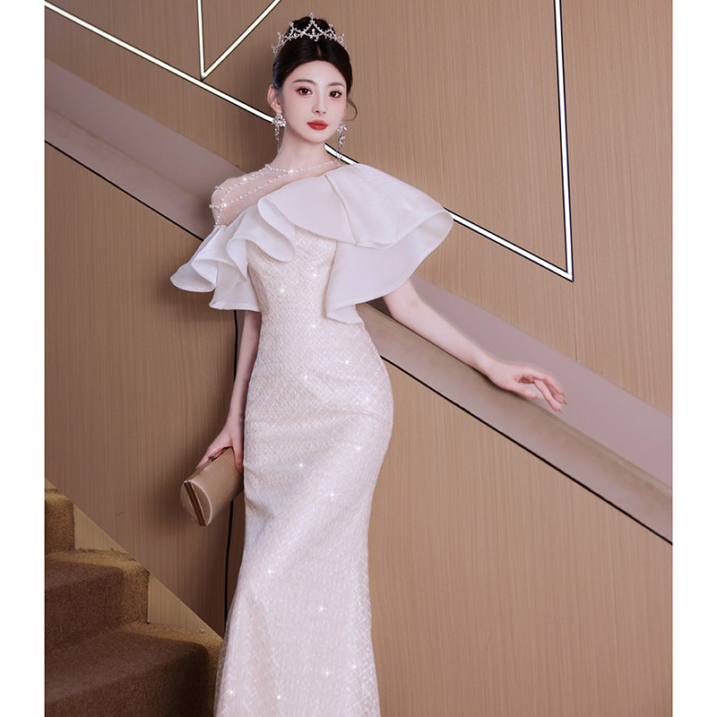 Evening Dress for Women Light Luxury Minority High-End High-Grade Host French Fishtail Heavy Industry Party Elegant