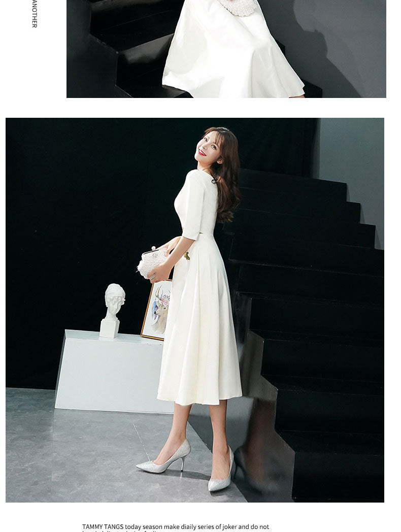 Banquet Evening Dress Dress Women's 2024 New Annual Meeting Host Elegant Long Sleeve Party Dress Mid-Length