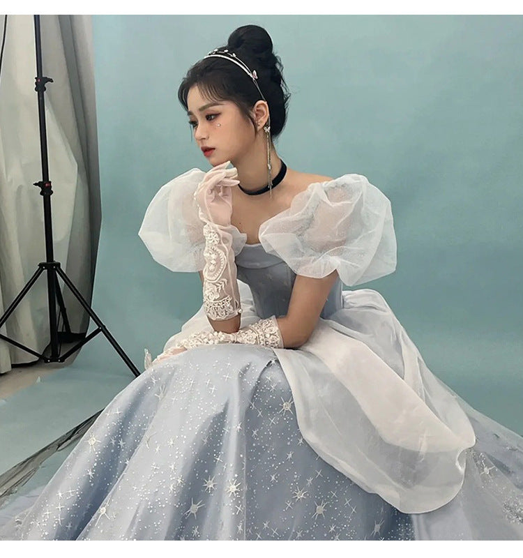 Evening Dress Women's, Blue Fairy High Sense Niche Princess Adult Ceremony Light Luxury Temperament Ladies Banquet Dress