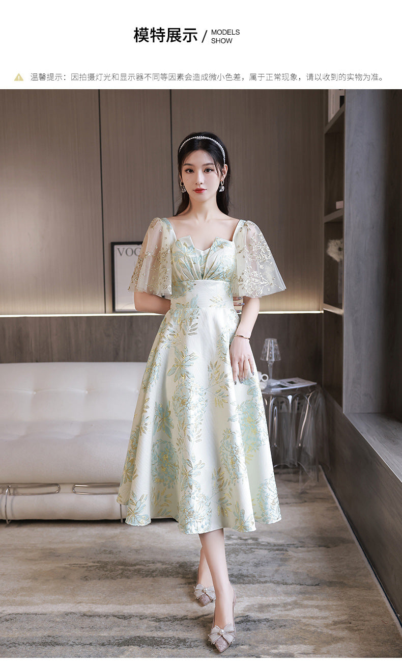 Daily Wearable French Suit 2024 New Summer Floral Bridesmaid Dress Dress Small Banquet Evening Dress