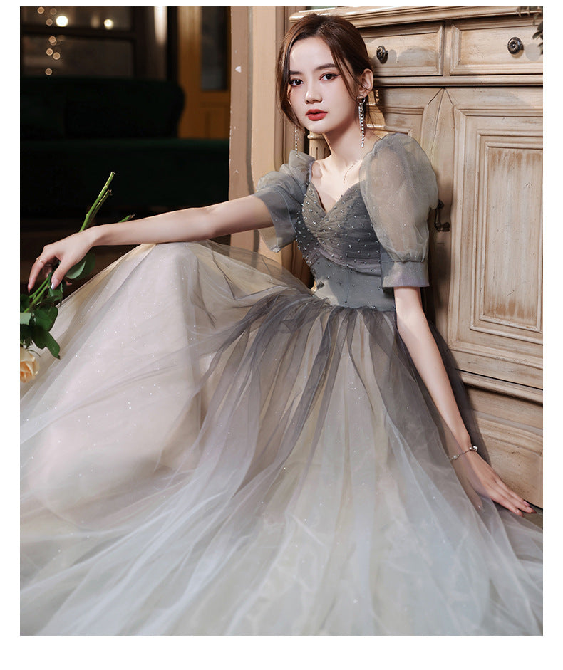 French Evening Dress for Women Light Luxury Minority High-End Banquet Elegant Art Exam High Sense Adult Formal Dress Dress Summer