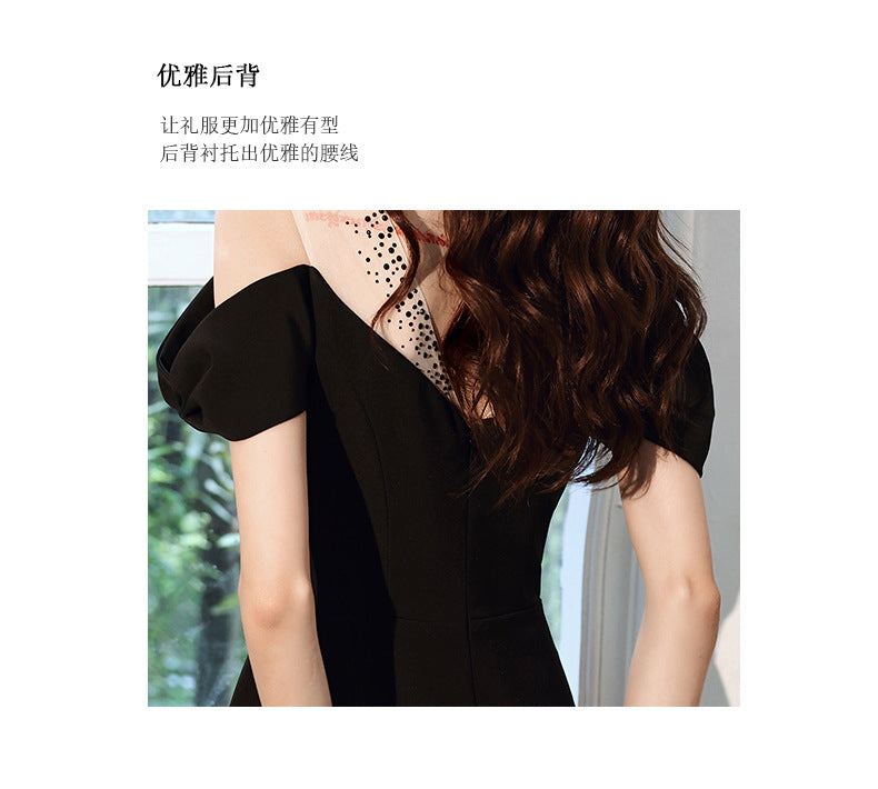 Black Evening Dress for Women 2024 New Daily Style Long Elegant Dress Host Ladies Party Dress