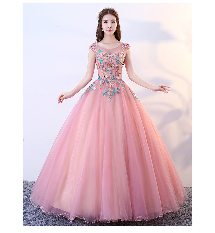 2024 New Colorful Wedding Dress Solo Performance Costume Pettiskirt Vocal Chorus Art Examination Host Dress for Women