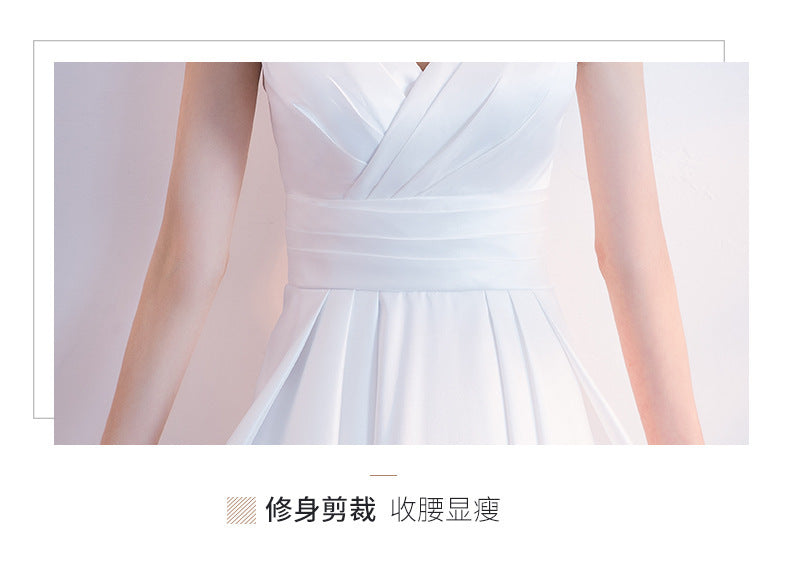 Evening Dress for Women New Style Daily Wear Petite White Slimming Short Dress Bridesmaid Dress Annual Meeting Small Dress
