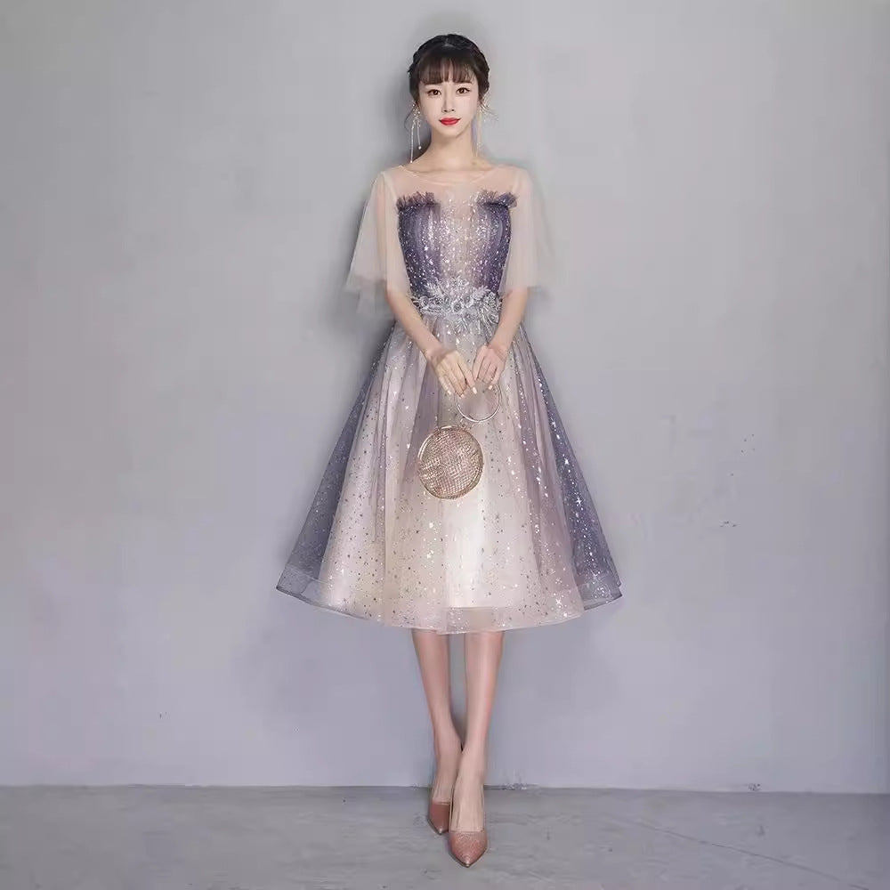 Starry Sky Dress Women's Light Luxury Minority High-End High-Grade Student Host Performance Banquet Adult Flash 2024 Banquet