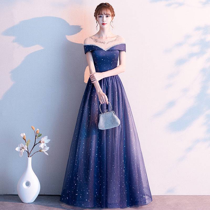 Choir Performance Dress 2024 New Elegant Host Banquet Evening Dress Starry Sky Fairy Long Women