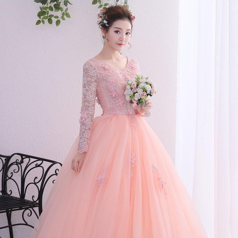 Annual Party Evening Dress 2024 New Studio Shooting Student Vocal Music Art Test Performance Clothes Long Sleeve Elegant Bubble Dress Female