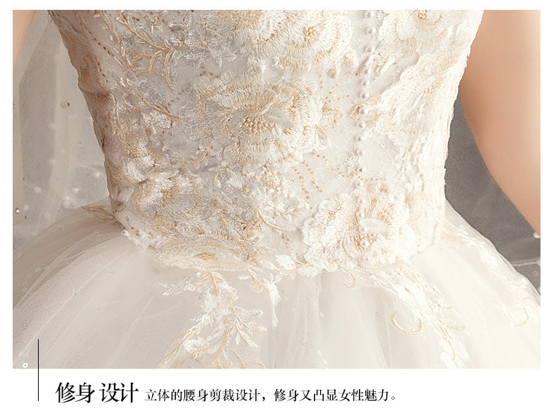 Mori Travel Photography Light Wedding Dress 2024 New Bride Temperament Small Size Floor-Length French Slimming Princess Wedding Dress