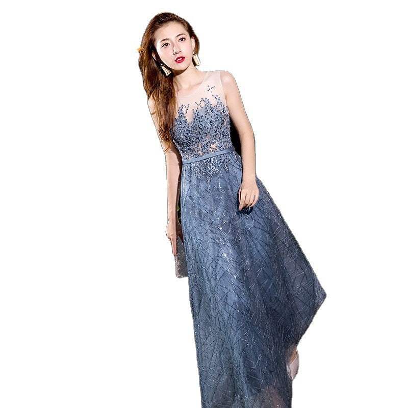 Elegant Evening Dress Women's 2024 Autumn New Annual Meeting Dignified Generous Long Slimming Host Banquet Evening Dress