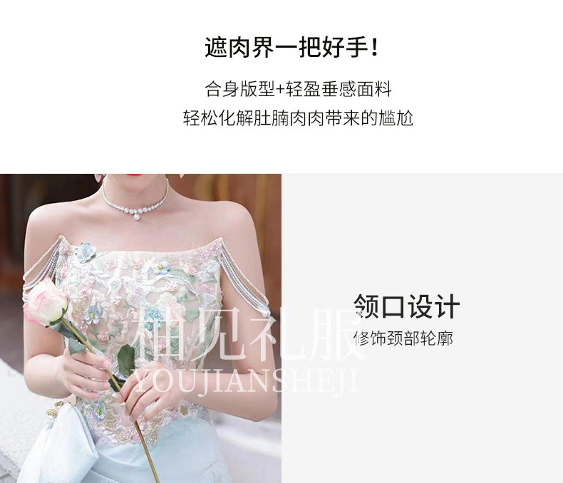 New Chinese Style Morning Gowns Women's 2024 New High-Grade Wedding Toast Clothing Light Luxury Minority Bride Engagement Formal Dress Summer