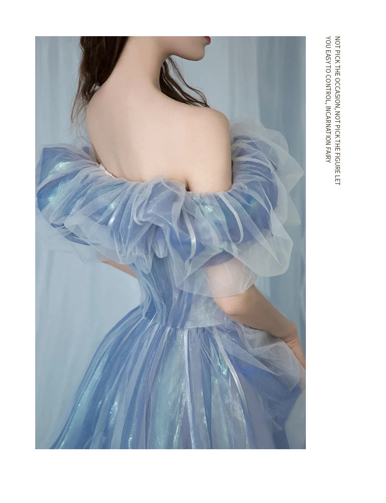 Haze Blue Fairy Evening Dress for Women Banquet Host Socialite Birthday New Elegant Dignified Evening Party Dress