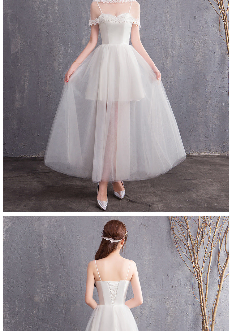 Performance Evening Dress Spring New Wedding Dress Bridesmaid Dress Strap Long Travel Photo Couple Photo Light Wedding Dress