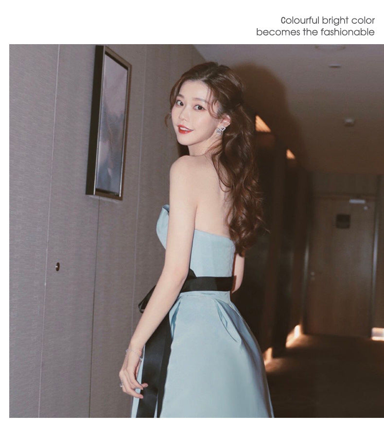 Evening Dress for Women 2024 Winter New Banquet Socialite Host's Dress Dress Women Sexy Evening Dress Long