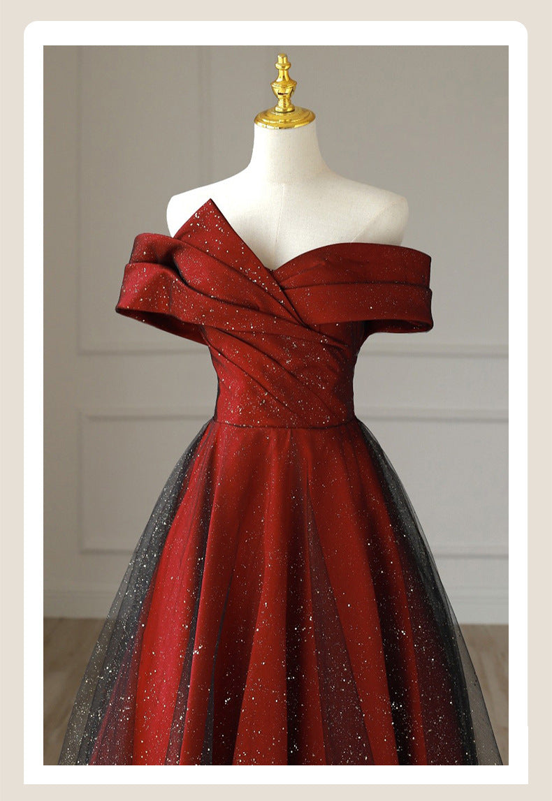 French Toast Clothing Elegant off-Shoulder Red Maternity Bridal Dresses plus Size Plump Girls Slimming Bridal Marriage Engagement Dress