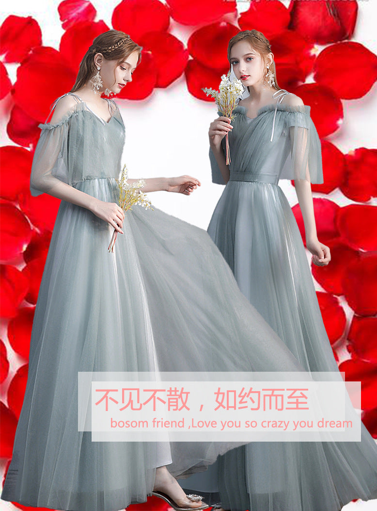 Bridesmaid Dress 2024 New Spring Mori Fairy Bridesmaid Ladybro Dress Dress Long Slim-Fit Banquet Evening Dress for Women