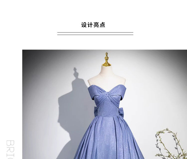 Blue Gradient Evening Dress 2024 New High Sense Host Solo Vocal Music Art Test Fairy Tube Top Dress