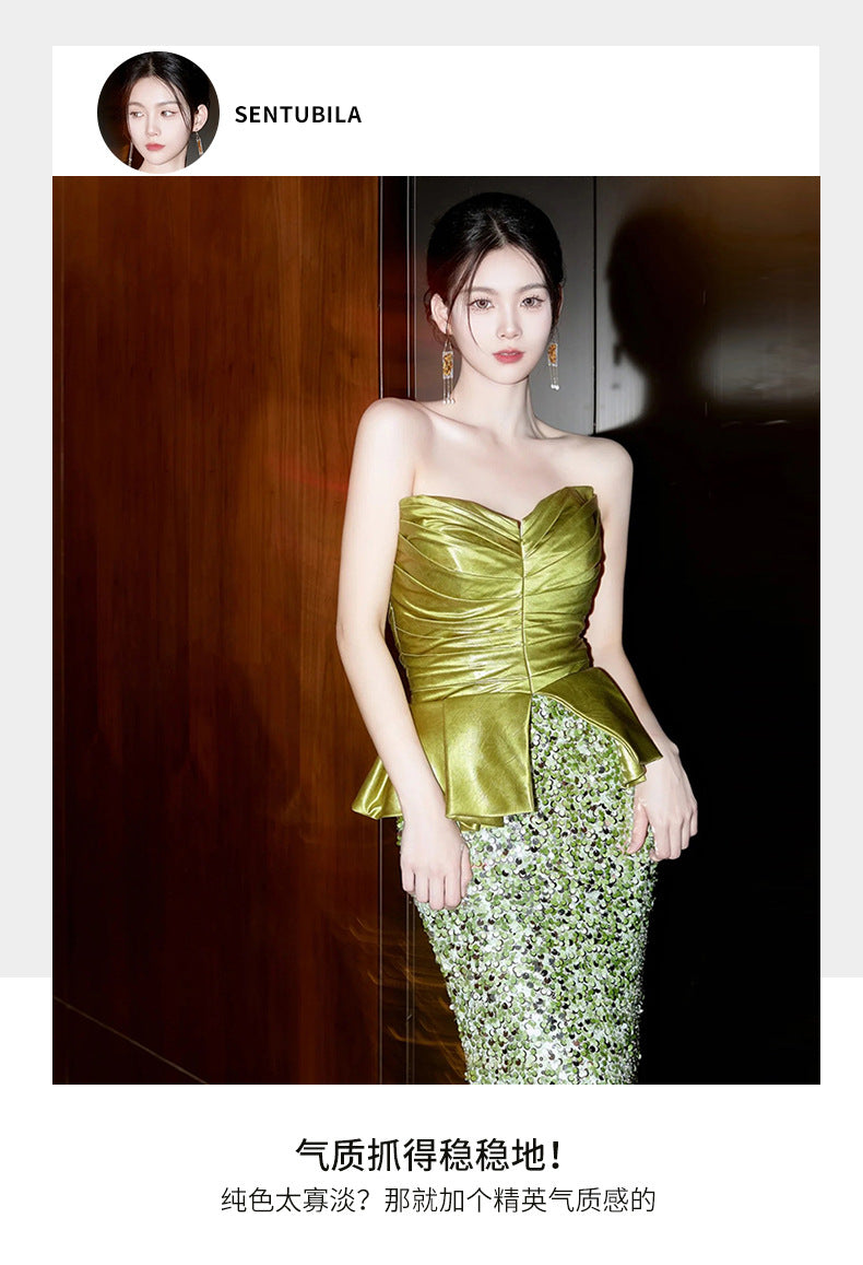 New Chinese Style Morning Gowns Women's 2024 New High-Grade Green Toast Dress Light Luxury Minority Bride Engagement Evening Dress