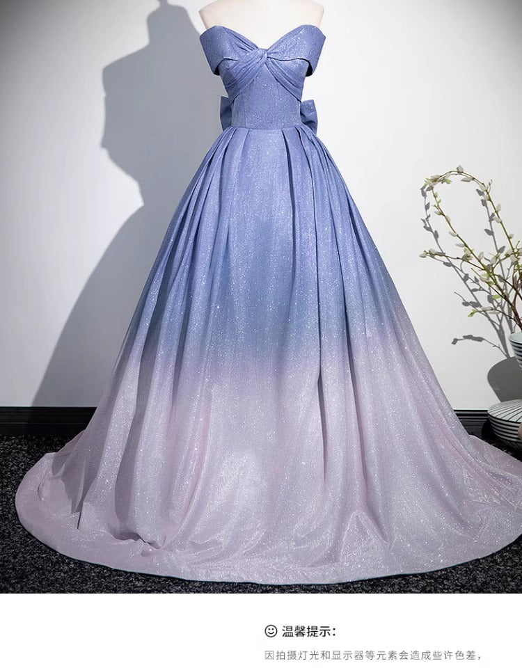 Blue Gradient Evening Dress 2024 New High Sense Host Solo Vocal Music Art Test Fairy Tube Top Dress