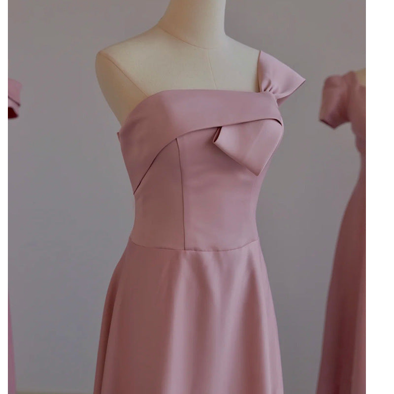 Bridesmaid Dress for Women 2024 New Summer Pink Small Wedding Daily Style Fairy Temperament Ladybros' Dress Women