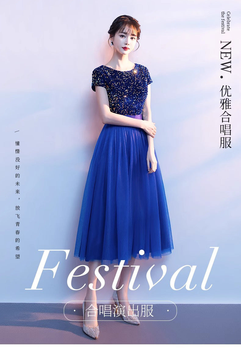 Choir Performance Costume Female Dress Banquet Adult Formal Dress Temperament Host Chorus Recitation Competition Costume