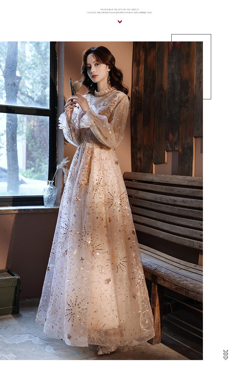 Annual Party Evening Dress Female 2024 New Elegant Texture Long Formal Dress Host Fairy Performance Banquet Gift