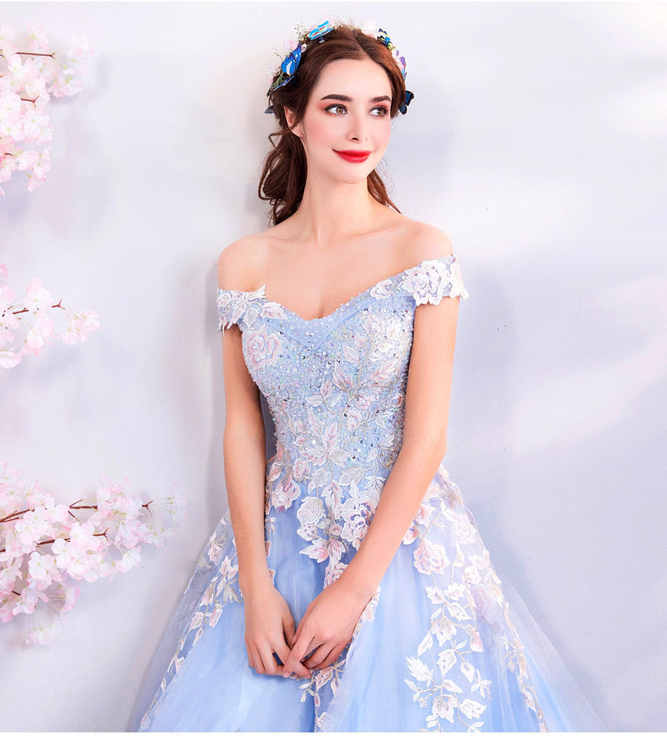 Super Fairy Wedding Dress 2024 Autumn Blue Flower Art Exam Catwalk Fashion Trend Foreign Trade Banquet Evening Dress for Women