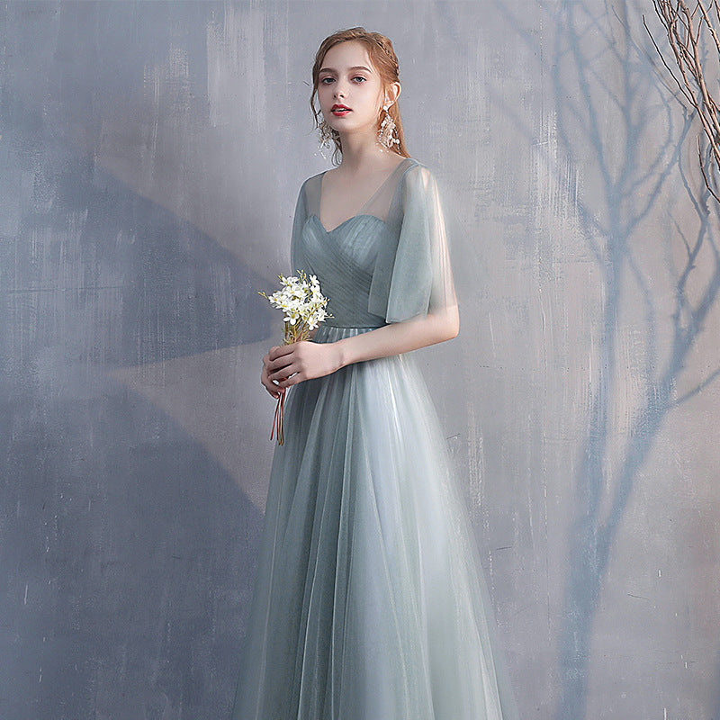 Bridesmaid Dress 2024 New Spring Mori Fairy Bridesmaid Ladybro Dress Dress Long Slim-Fit Banquet Evening Dress for Women