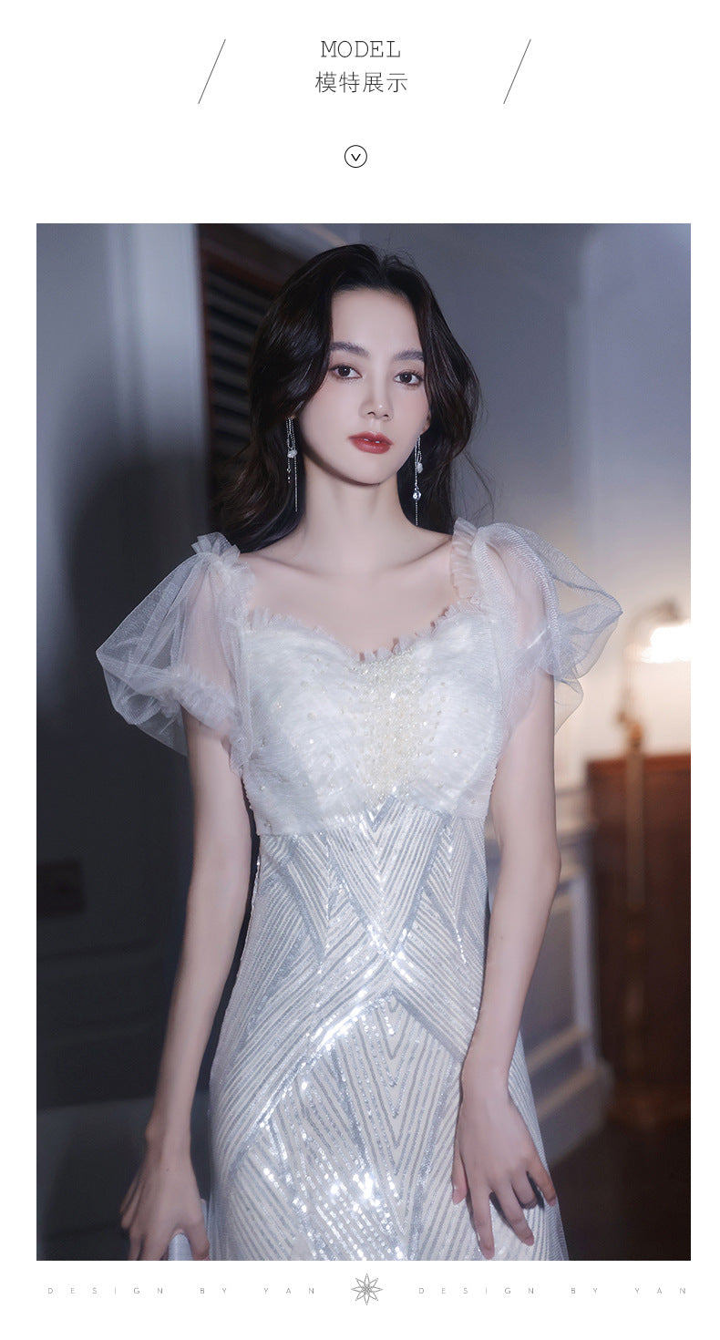 French Evening Dress Women's Banquet 2024 Fairy High-End Affordable Luxury Niche Dinner High-End High Sense Host Adult