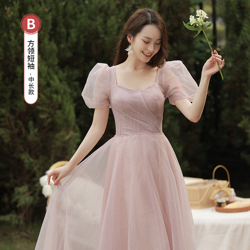 Bridesmaid Dress 2024 New Summer Long Fairy Temperament Slimming Niche Ladybros' Dress Girlfriends Clothes Simple and Elegant