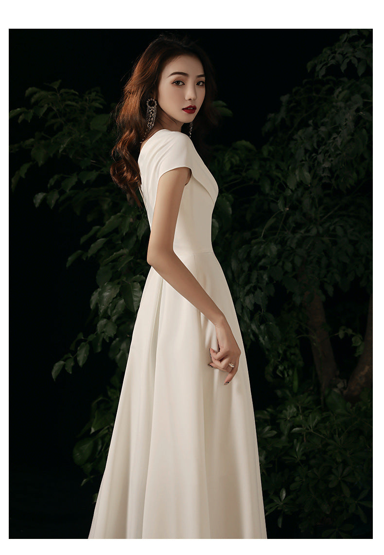 White Elegant Socialite Little Evening Dress Dress Female Registration Certificate Daily Style Birthday Banquet French Dress