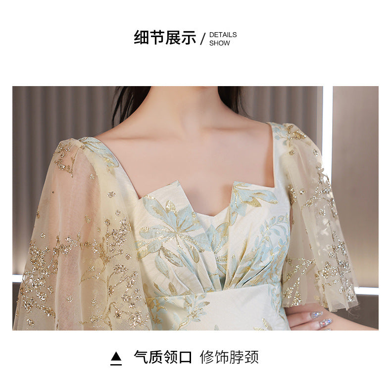 Daily Wearable French Suit 2024 New Summer Floral Bridesmaid Dress Dress Small Banquet Evening Dress