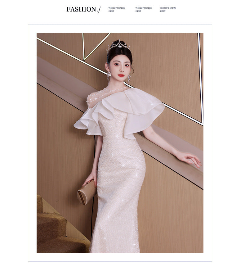 Evening Dress for Women Light Luxury Minority High-End High-Grade Host French Fishtail Heavy Industry Party Elegant