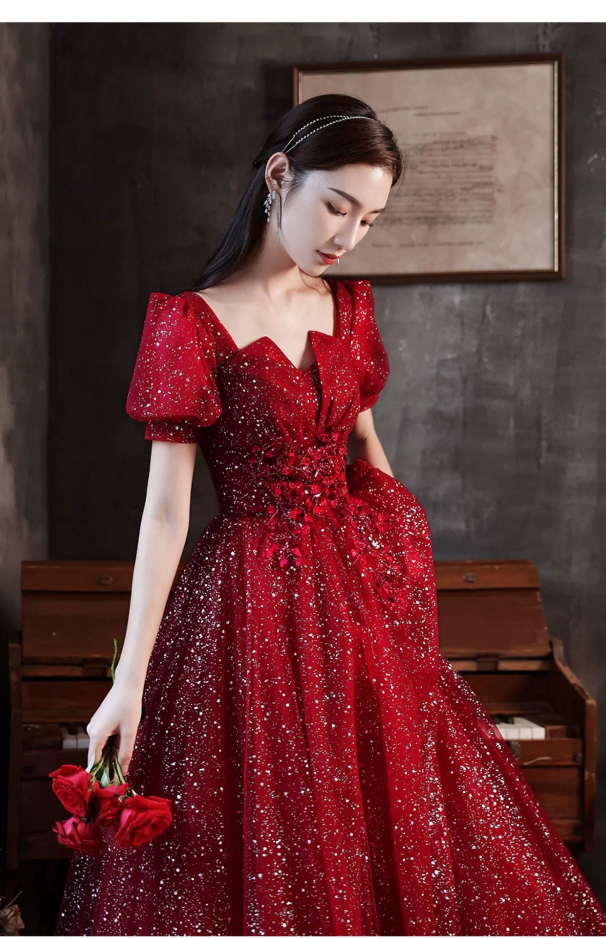 Toast Dress Bride 2024 Red New Style Wedding High-End Elegant Engagement Evening Dress Women's Gauze Dress Autumn