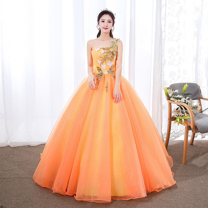 Evening Dress Host Costume Vocal Music Art Test Student Singing Bel Canto Solo Dress Women's Long Pettiskirt Winter