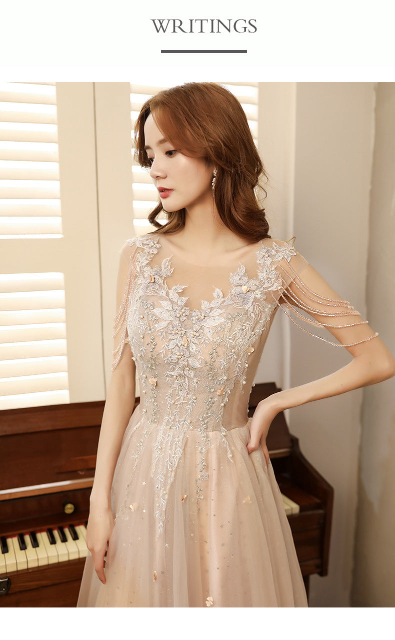 Shoulder Tassel Evening Dress 2024 New Banquet Long Elegant Sexy Socialite Dignified Annual Meeting Host Dress