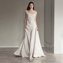 French Princess Escape Evening Dress Super Fairy Blue Student Art Exam Performance Dress off-Shoulder Temperament Bride Toast Dress