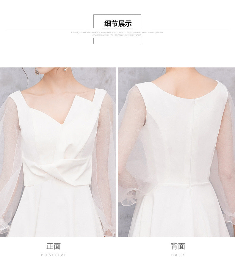 Banquet Evening Dress Female 2023 New Style White Fairy Student Dress Daily Style Temperament Dress Slimming